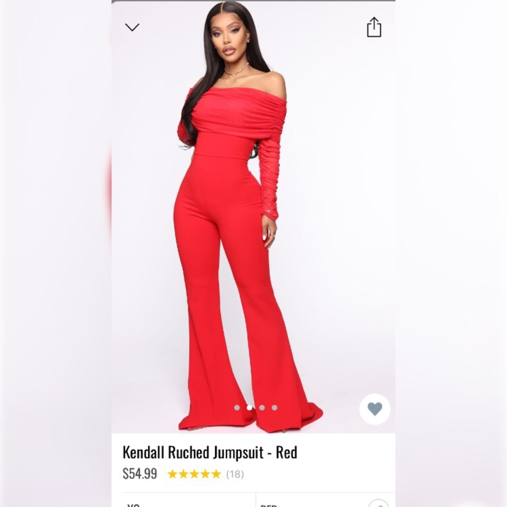 Kendall Rushed Jumpsuit-red